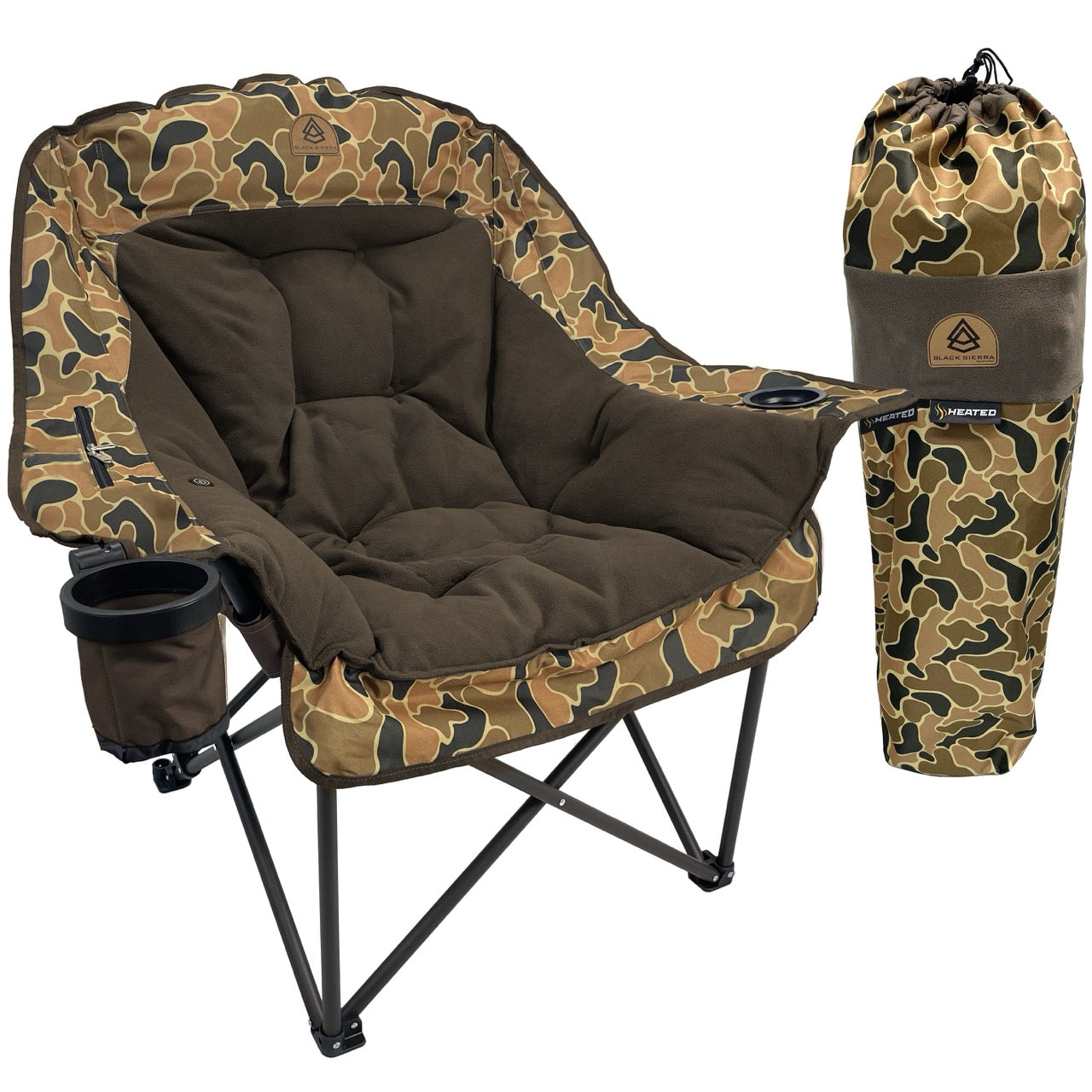 Heated Comfort Cloud Chair - AXS Camo™ Heritage Field/Brown Fleece  (Heated Seat And Back)