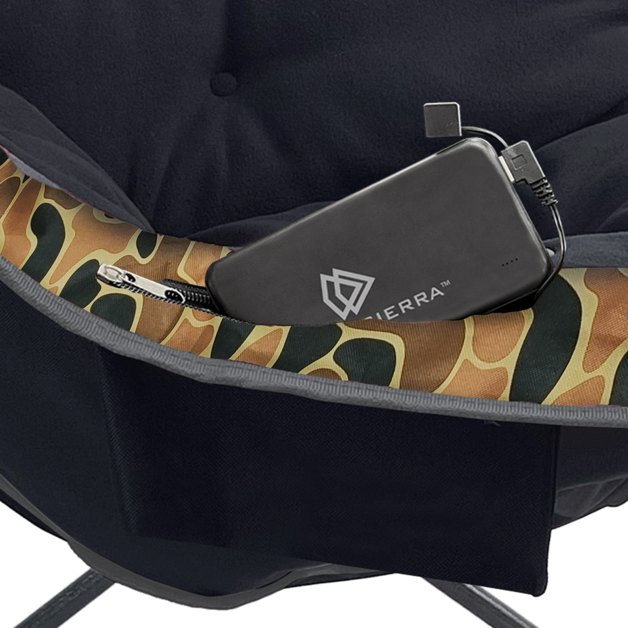 Heated Comfort Cloud Chair - AXS Camo™ Heritage Field/Brown Fleece  (Heated Seat And Back)